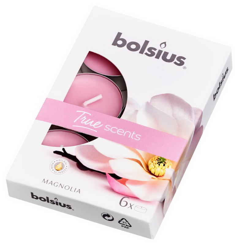 Čajové svíčky Bolsius 4 hod. (6 ks) aromatické, MAGNOLIA