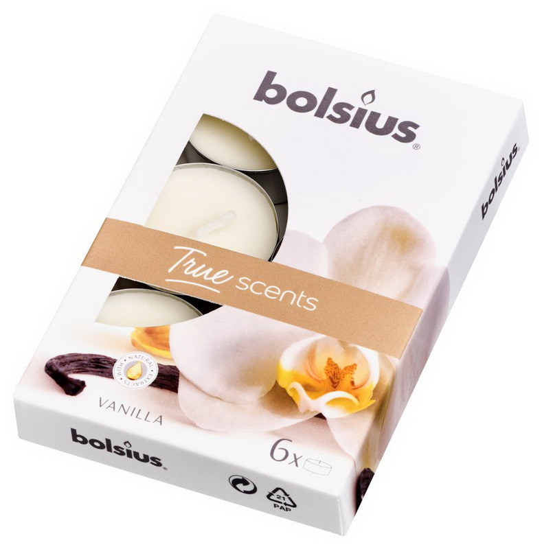 Čajové svíčky Bolsius 4 hod. (6 ks) aromatické, VANILLA