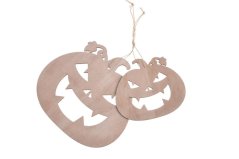 dřevěné dekorace - halloweenské dýně (2 ks)