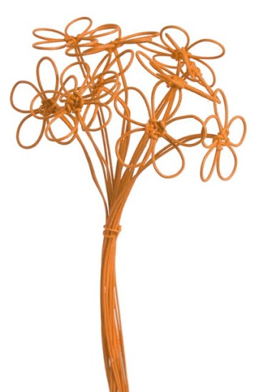 květinka z rattanu (10 ks) - oranžová