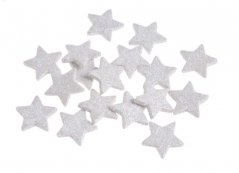 hvězdy glitter (48 ks) - bílá