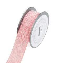 stuha s krajkovým vzorem 40 mm - lososová