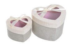 Dárková krabice / flowerbox srdce (2 ks) - krémová + přírodní