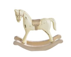 dřevěný houpací koník 11 cm - krémová