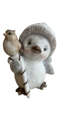 zasněžený zimní tučňák - s holí