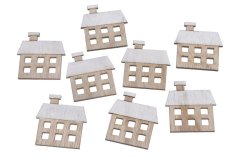 mini domečky (8 ks) - přírodní/bílá