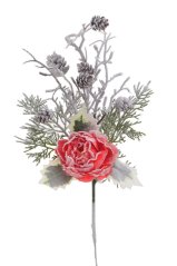 květ, šišky, jehličí zápich - červená