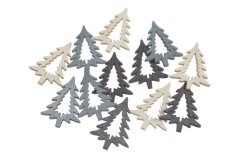 dřevěné stromky 4 cm (12 ks), 3 barvy