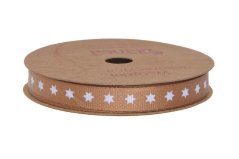 stuha 1 cm x 10 m - měděná - hvězdy