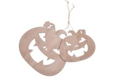 dřevěné dekorace - halloweenské dýně (2 ks)