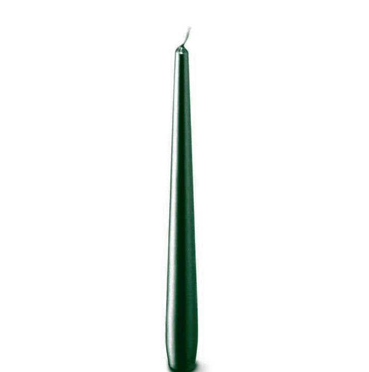 kónická svíce 25 cm - metal temná zelená mat