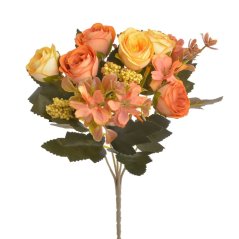 trs růžiček s listy - žlutá/skořicová