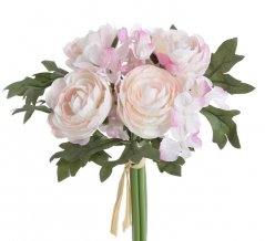 svazek hortenzie + pryskyřníky x7 - růžová/bílá