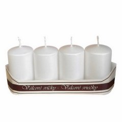 adventní svíce válec 40/70 mm (4 ks) - metal bílá matná