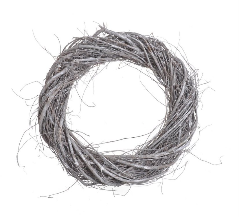 věnec z proutí a révy 35 cm - bělený