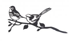kovoví ptáčci na větvi - černá