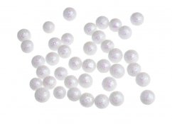 kuličky 1,7 cm + glitter (100 ks) bílé