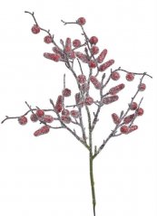 zimní větvička s podlouhlými bobulemi 36 cm - červená