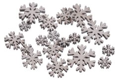 vločky sněhové dřevěné (18 ks) - bílošedá