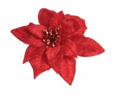 vánoční hvězda květ na klipu - červená + červený střed