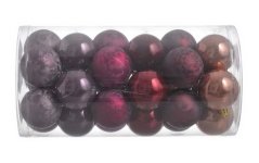 plastové koule / baňky 5 cm (30 ks) - MIX bordó