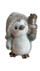 zasněžený zimní tučňák - s dárky