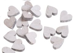 dřevěné srdce (36 ks) - bělená