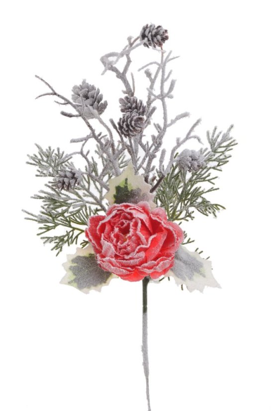 květ, šišky, jehličí zápich - červená