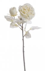 zasněžená růže s poupátkem 47 cm - vanilková