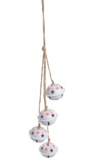 rolničky x4 - girlanda 36 cm - bílá