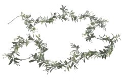girlanda ruscus 240 cm - zelená/bílá