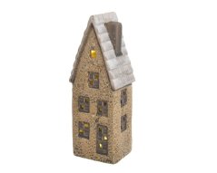 keramický domeček LED 18 cm - béžová