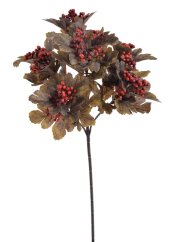 trs listí s bobulkami - šedožlutá/červená