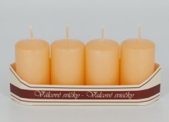 adventní svíce válec 40/70 mm (4 ks) - meruňková
