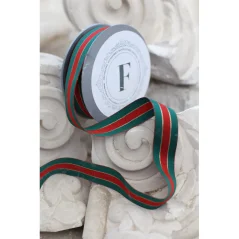 stuha pruhy 2,5 cm (10 m) - zelená/červená/zlatá