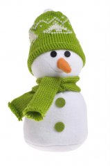 sněhulák v pletené čepici 22 cm - zelená