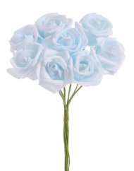 pěnové růže (8 ks) - bledě modrá