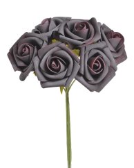 pěnové růže 6 cm (6 ks) - vínová temná