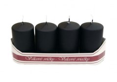 adventní svíce válec 40/70 mm (4 ks) - černá mat