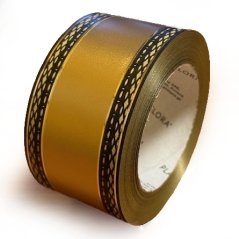 stuha pohřební 6 cm (50y) lesklá, zlatá / černá