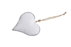 plechové srdce na pověšení 7,5 cm - bílá