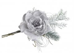 zimní růže s jehličím - světlá šedá