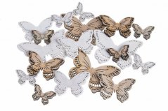 dřevěné výseky motýli (18 ks) - bílá/přírodní