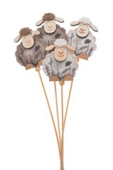 ovečky na špejli - bílá + hnědá (4 ks)