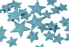 hvězdy ploché - glitter (ks) sv. modré
