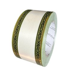 stuha pohřební 6 cm (50y) lesklá, krémová / zelená