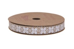 stuha 1 cm x 10 m, ornament - natural