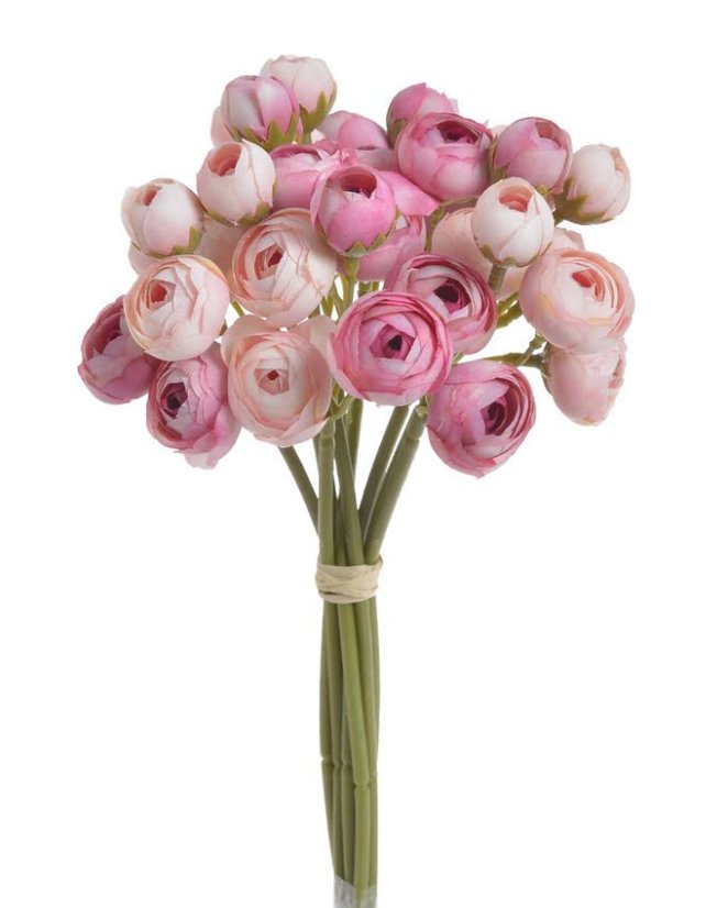 buket mini ranunculus x9 - růžová/růžová světlá