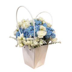 floristická taška s uchy - bílá