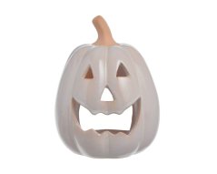 lampa dýně Halloween 15 cm, keramika - krém